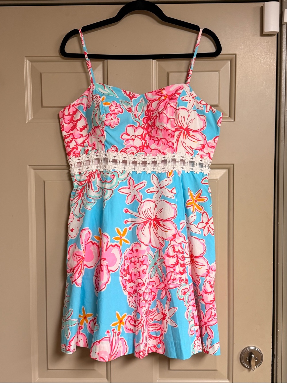 Lilly Pulitzer Size 12 Multicolors Floral Adjustable Spaghetti Straps Mini Dress